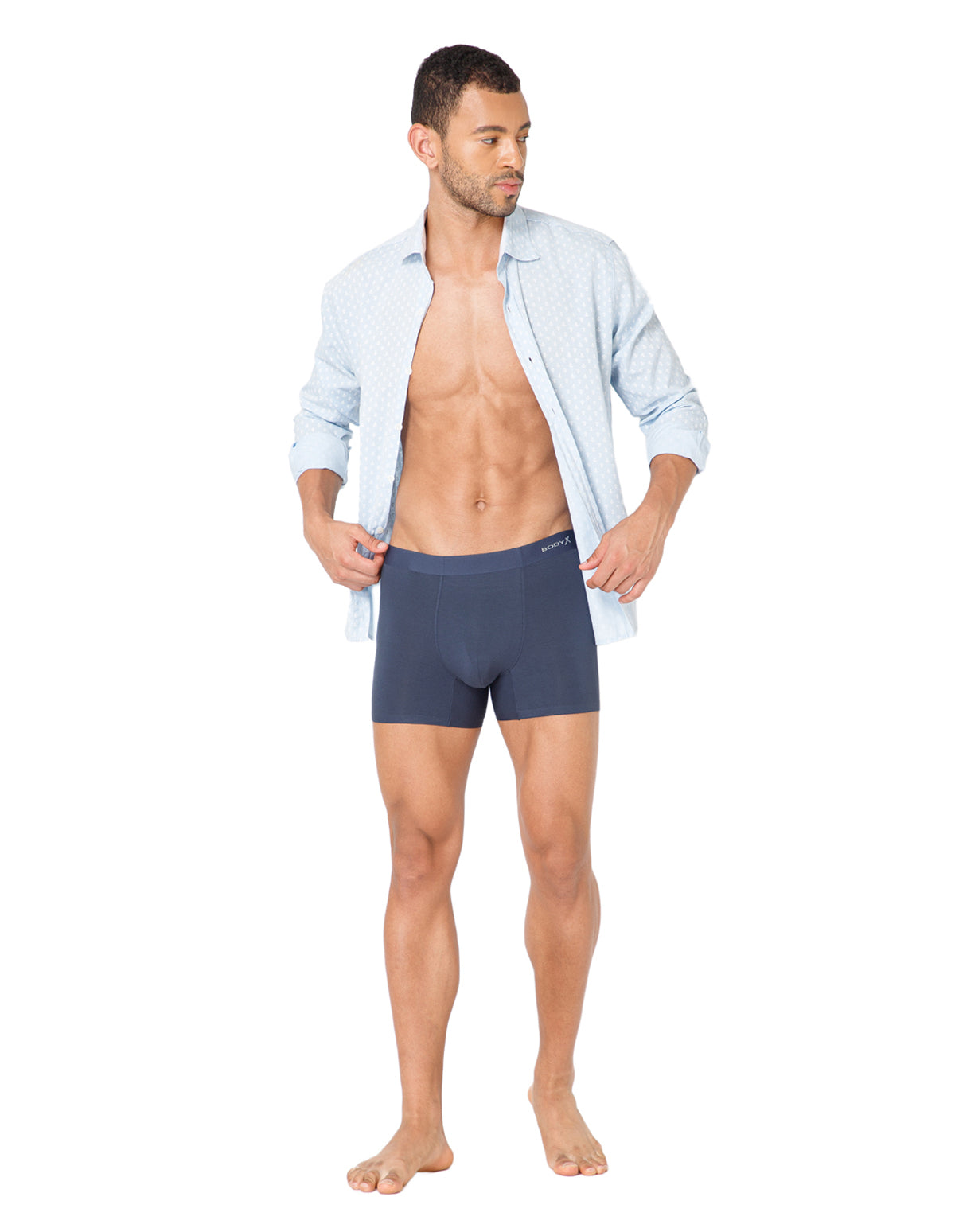 BodyX Men Solid Micro Modal Spandex Trunks-BX111T-GRY