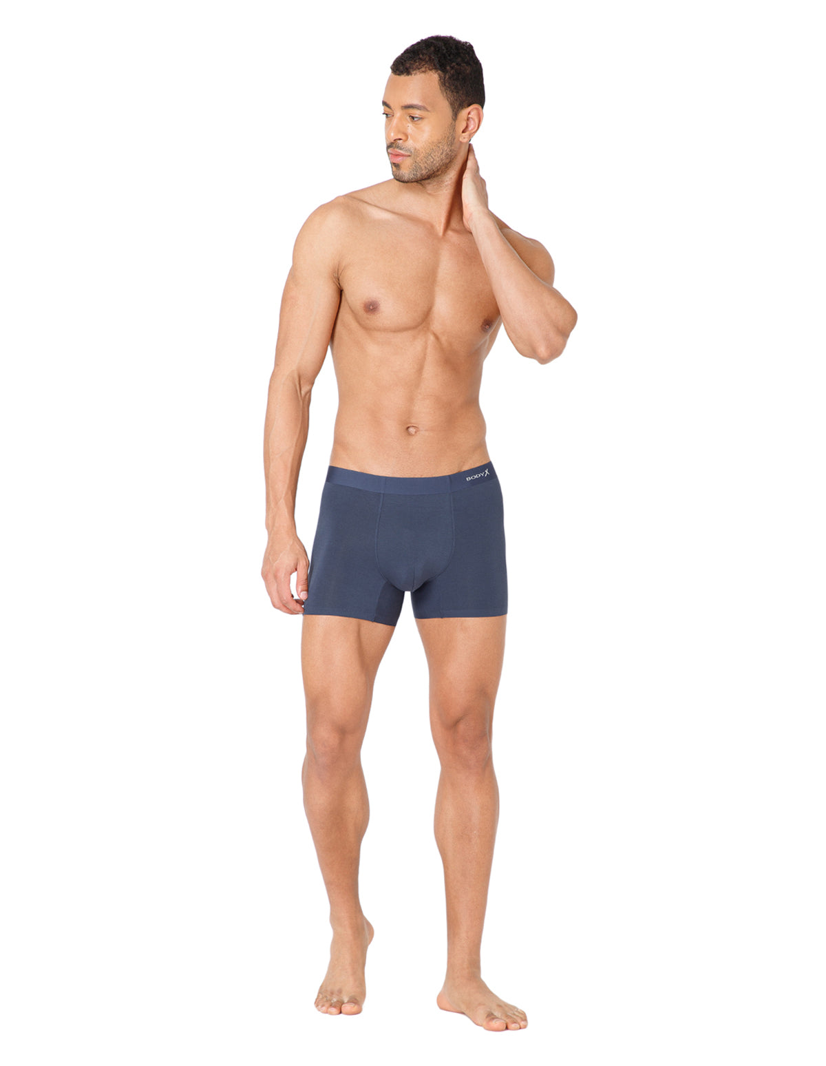 BodyX Men Solid Micro Modal Spandex Trunks-BX111T-GRY