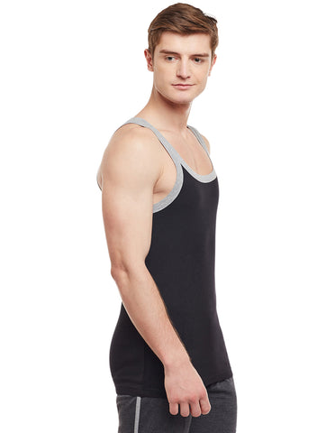 Super Combed Cotton Rib Square Neck Sleeveless Vest Black BX212BLK