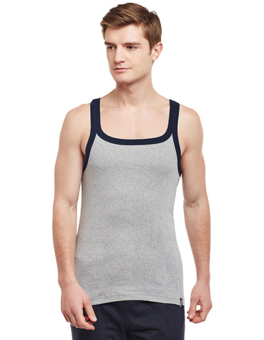 Super Combed Cotton Rib Square Neck Sleeveless Vest Grey Melange BX212G.ML