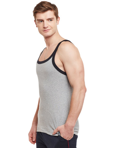 Super Combed Cotton Rib Square Neck Sleeveless Vest Grey Melange BX212G.ML