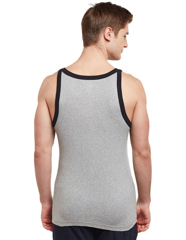 Super Combed Cotton Rib Square Neck Sleeveless Vest Grey Melange BX212G.ML