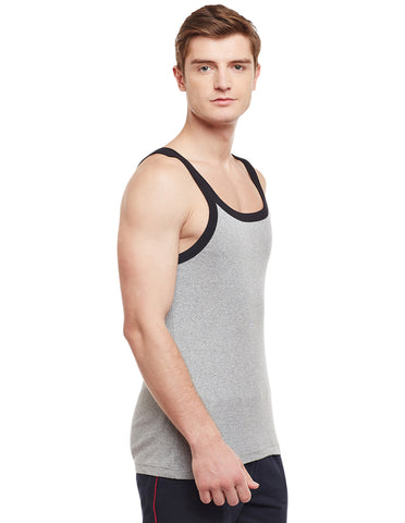Super Combed Cotton Rib Square Neck Sleeveless Vest Grey Melange BX212G.ML