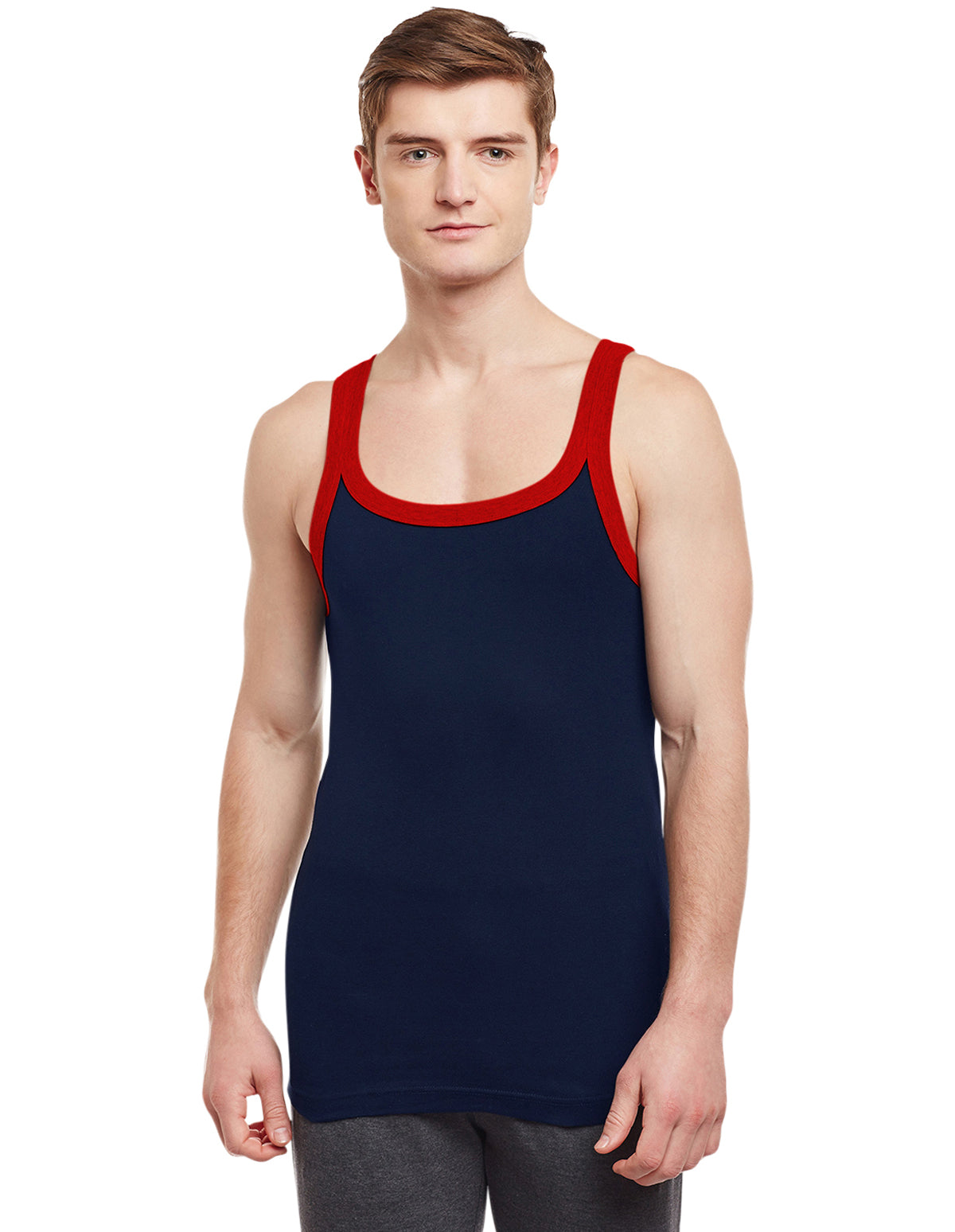 Super Combed Cotton Rib Square Neck Sleeveless Vest Navy BX212NVY