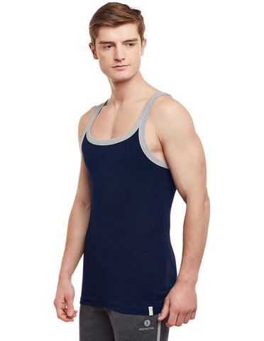 Super Combed Cotton Rib Square Neck Sleeveless Vest Navy BX212NVY