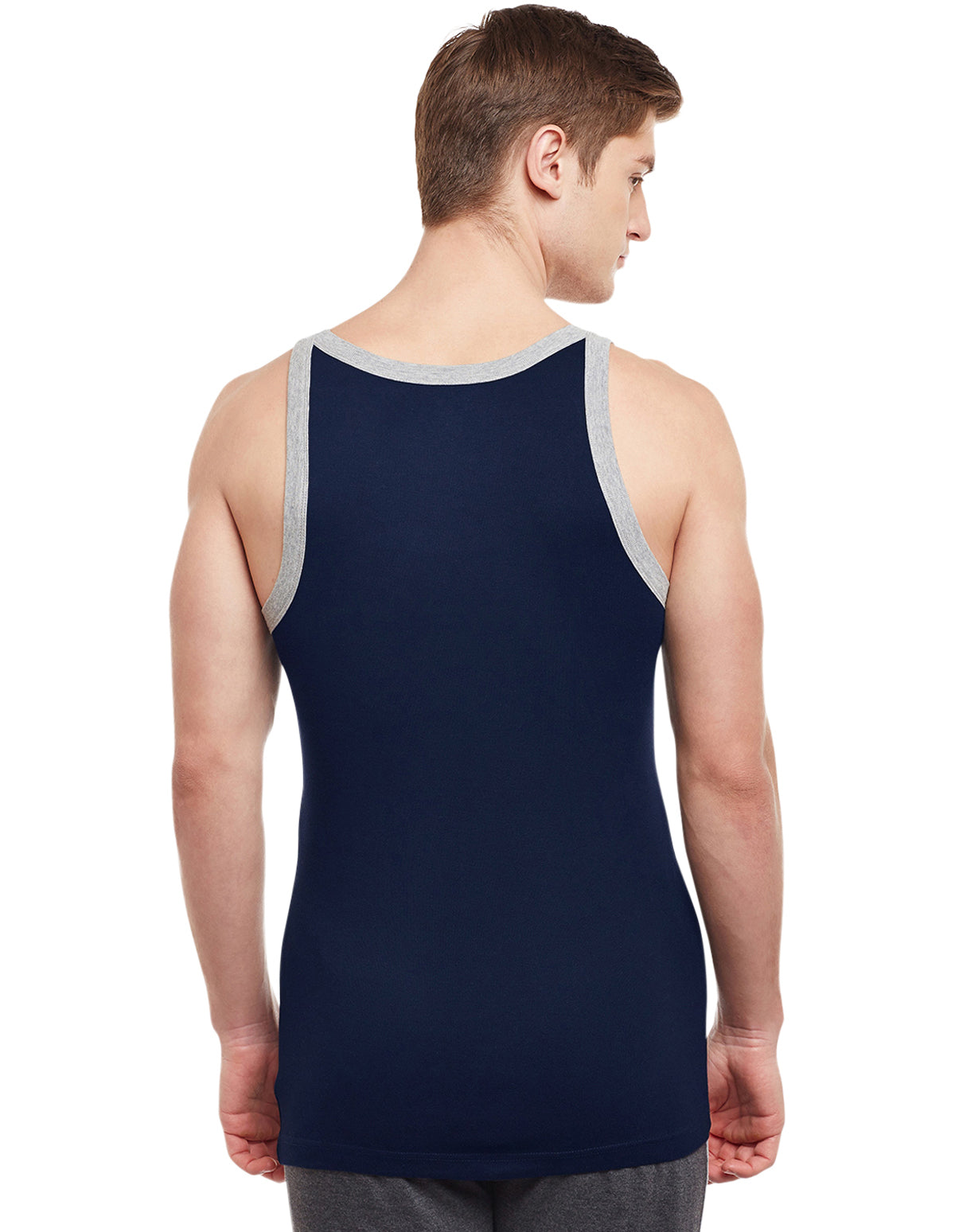 Super Combed Cotton Rib Square Neck Sleeveless Vest Navy BX212NVY