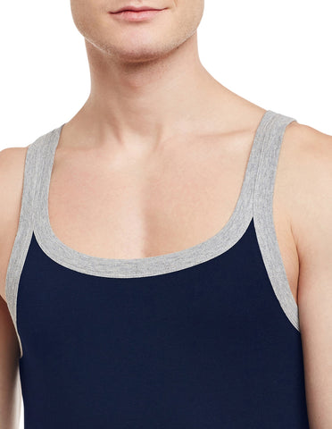 Super Combed Cotton Rib Square Neck Sleeveless Vest Navy BX212NVY