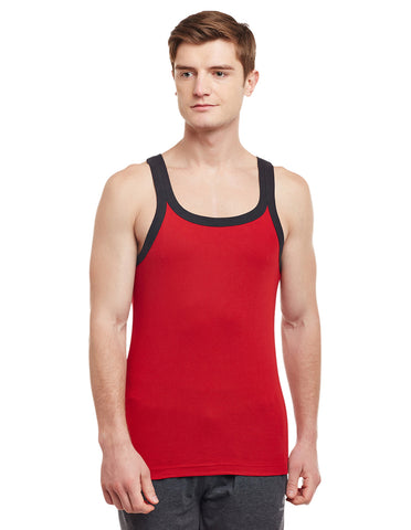 Super Combed Cotton Rib Square Neck Sleeveless Vest RED BX212RED