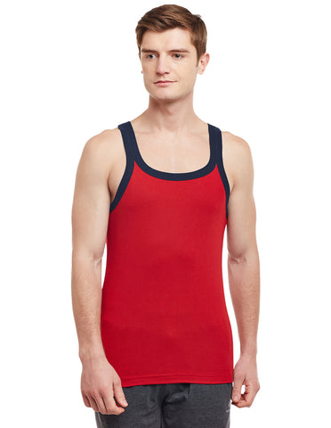 Super Combed Cotton Rib Square Neck Sleeveless Vest RED BX212RED