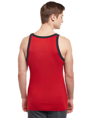 Super Combed Cotton Rib Square Neck Sleeveless Vest RED BX212RED
