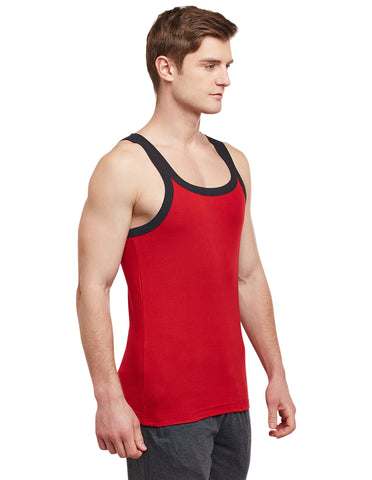 Super Combed Cotton Rib Square Neck Sleeveless Vest RED BX212RED