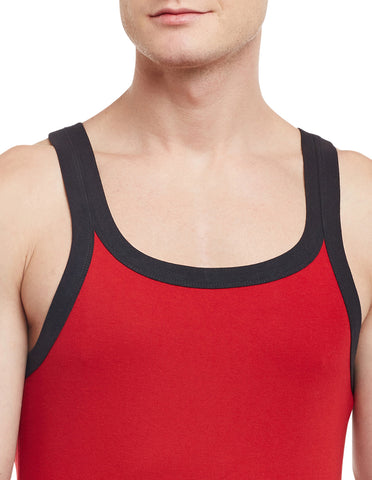 Super Combed Cotton Rib Square Neck Sleeveless Vest RED BX212RED