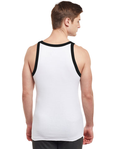 Super Combed Cotton Rib Square Neck Sleeveless Vest White BX212W