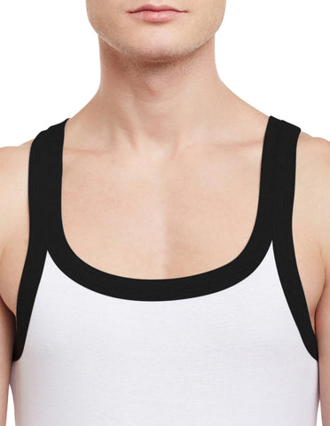 Super Combed Cotton Rib Square Neck Sleeveless Vest White BX212W