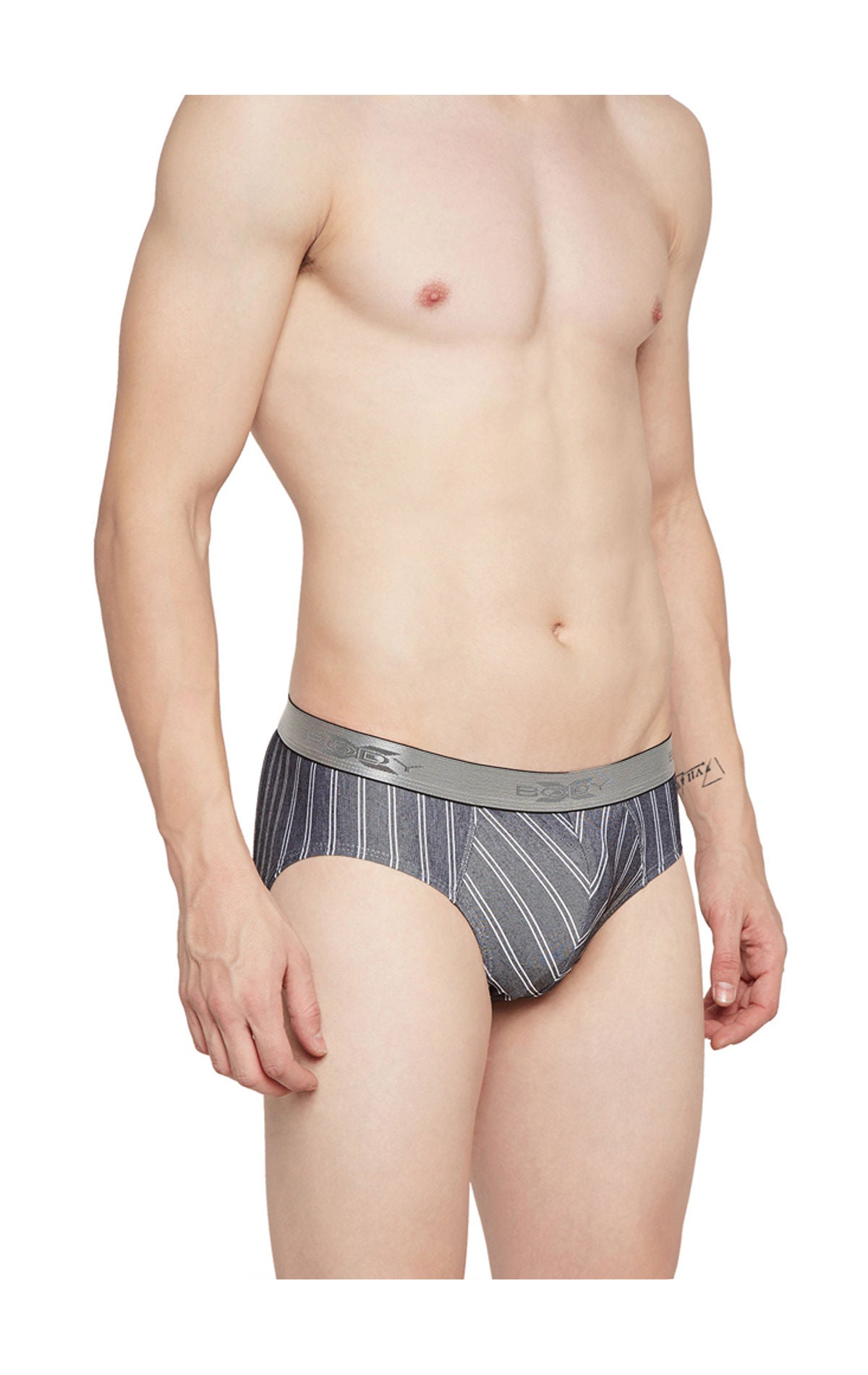 BodyX Striped Briefs-BX27B-White