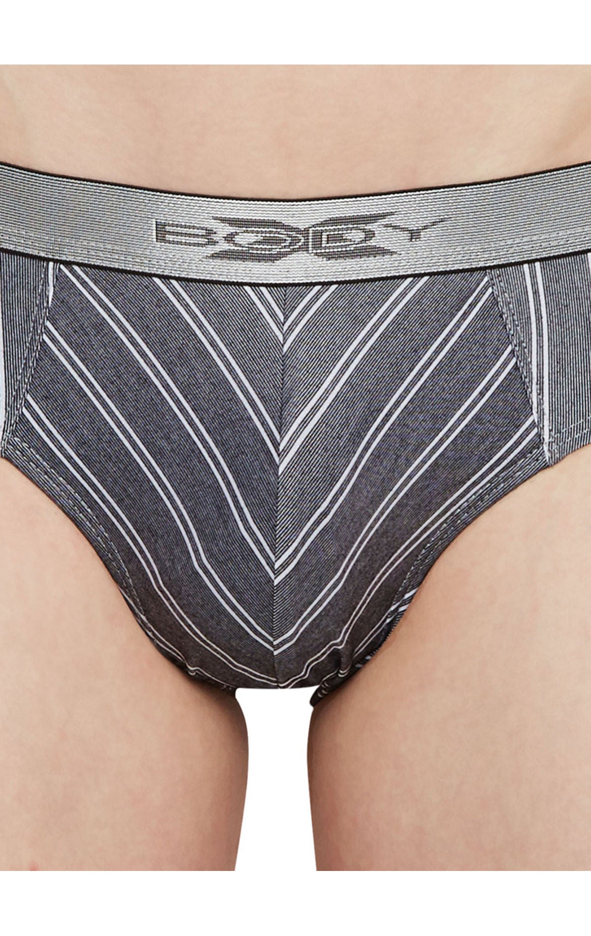 BodyX Striped Briefs-BX27B-White