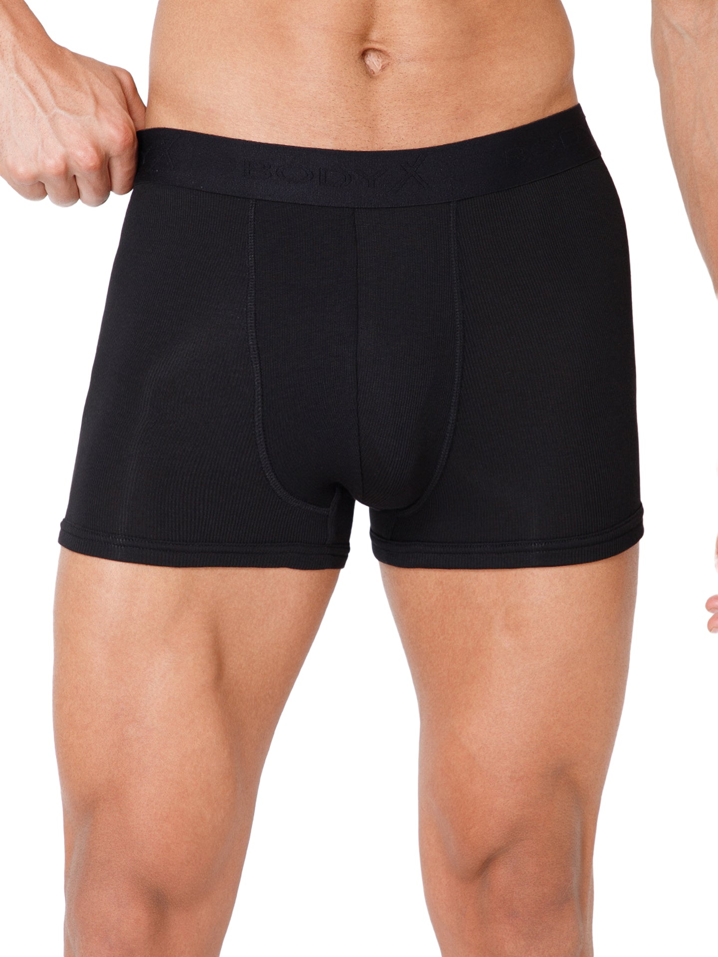 BodyX Men Solid Micro Modal Rib Trunks-BX303T-BLK