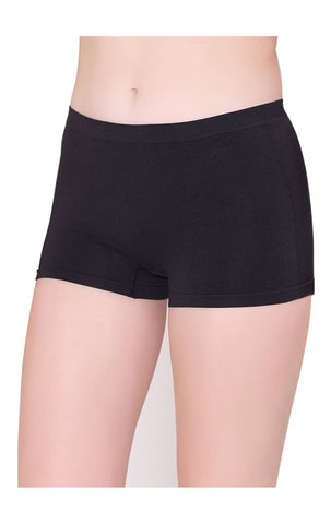 BodyX womens microfiber spandex black solid seamless premium boyshorts BX501-pack of 1