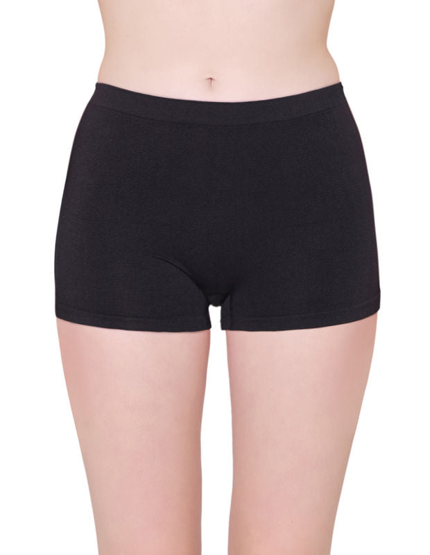 BodyX womens microfiber spandex black solid seamless premium boyshorts BX501-pack of 1