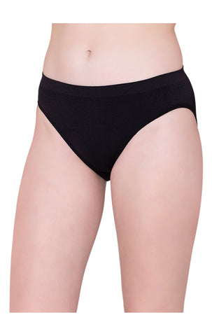 BodyX womens microfiber spandex black solid seamless premium bikini panty BX502-pack of 1