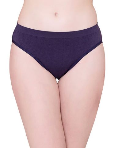 BodyX womens microfiber spandex navy solid seamless premium bikini panty BX502-pack of 1