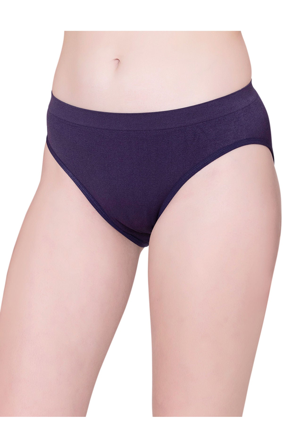 BodyX womens microfiber spandex navy solid seamless premium bikini panty BX502-pack of 1