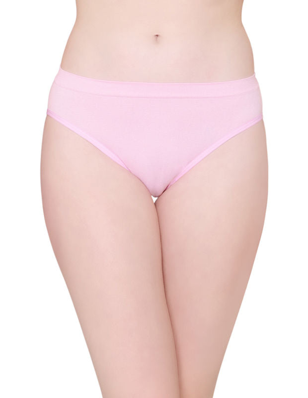 BodyX womens microfiber spandex pink solid seamless premium bikini panty BX502-pack of 1