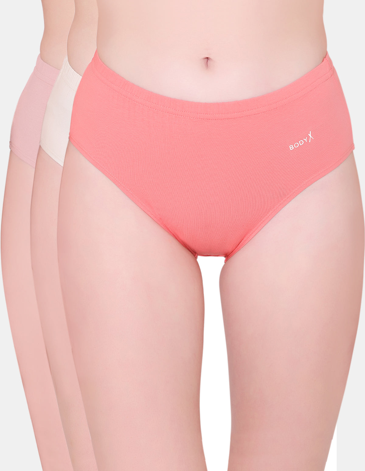 BodyX womens combed cotton spandex multi solid hipster premium hipster panty BX506-pack of 3