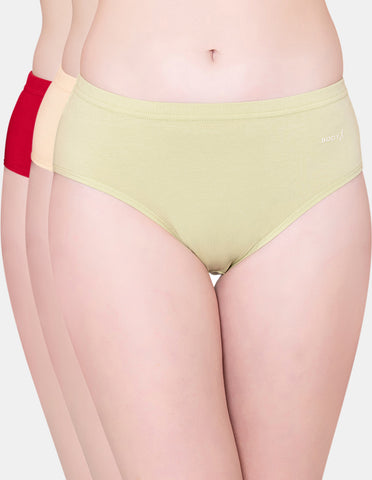 BodyX womens combed cotton spandex multi solid brief premium brief BX507-pack of 3