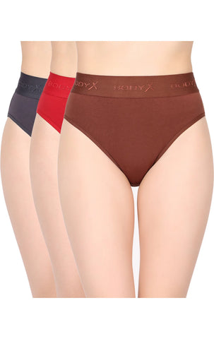 BodyX Womens Modal Spandex Assorted Premium Panty BX518-Pack Of 3