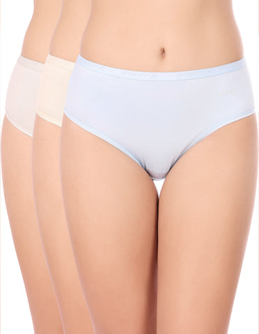 BodyX Womens Combed Cotton Spandex Assorted Premium Panty BX519C-Pack Of 3