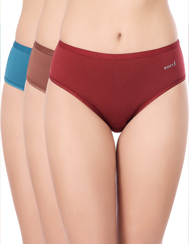 BodyX Womens Combed Cotton Spandex Assorted Premium Panty BX519D-Pack Of 3