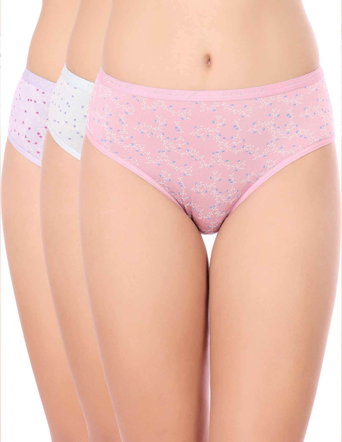 BodyX Womens Combed Cotton Spandex Assorted Premium Panty BX520-Pack Of 3