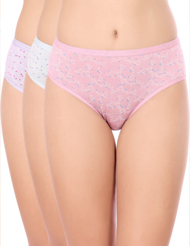BodyX Womens Combed Cotton Spandex Assorted Premium Panty BX520-Pack Of 3