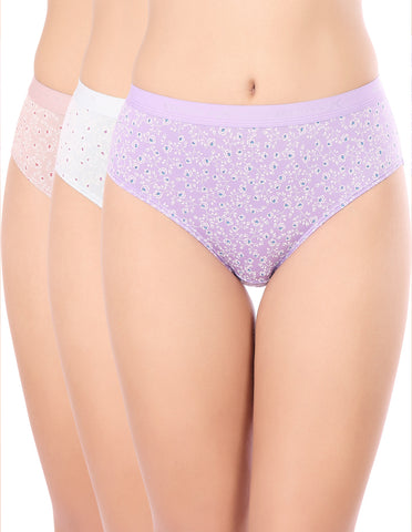 BodyX Womens Combed Cotton Spandex Assorted Premium Panty BX521-Pack Of 3