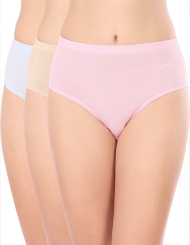 BodyX Womens Combed Cotton Spandex Assorted Premium Panty BX523C-Pack Of 3