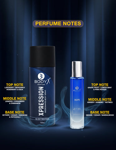 BodyX Xpression Deo & Hope Mini Perfume Combo Set for Men (150ml + 25ml)