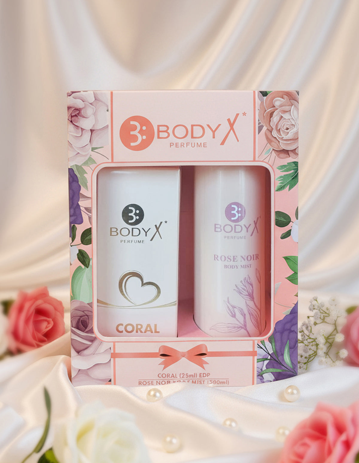 BodyX Coral Mini Perfume & Rose Noir Body Mist Combo Set for Women (25ml + 200ml)