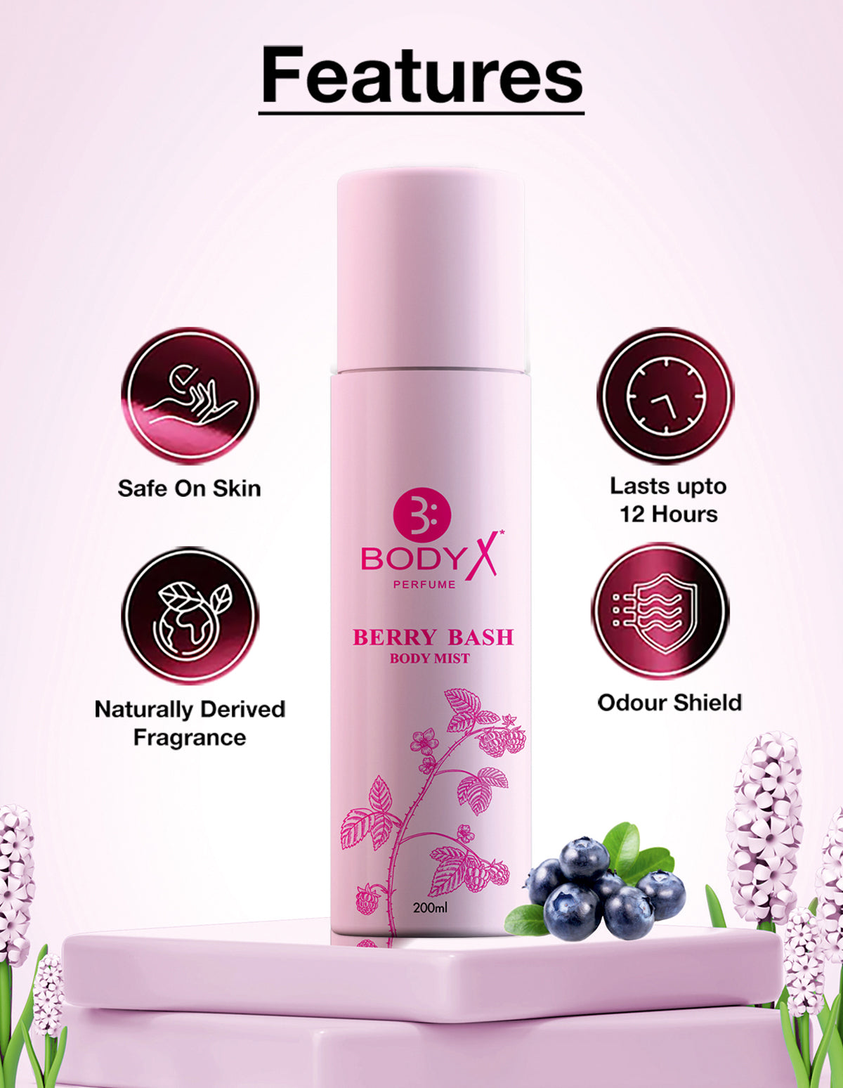 Berry Bash Body Mist by BodyX (200ml) – Feminine & Lasting Aroma