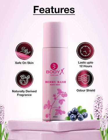 Berry Bash Body Mist by BodyX (200ml) – Feminine & Lasting Aroma