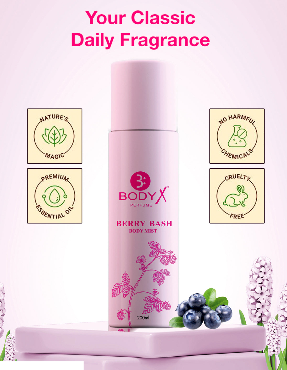 Berry Bash Body Mist by BodyX (200ml) – Feminine & Lasting Aroma