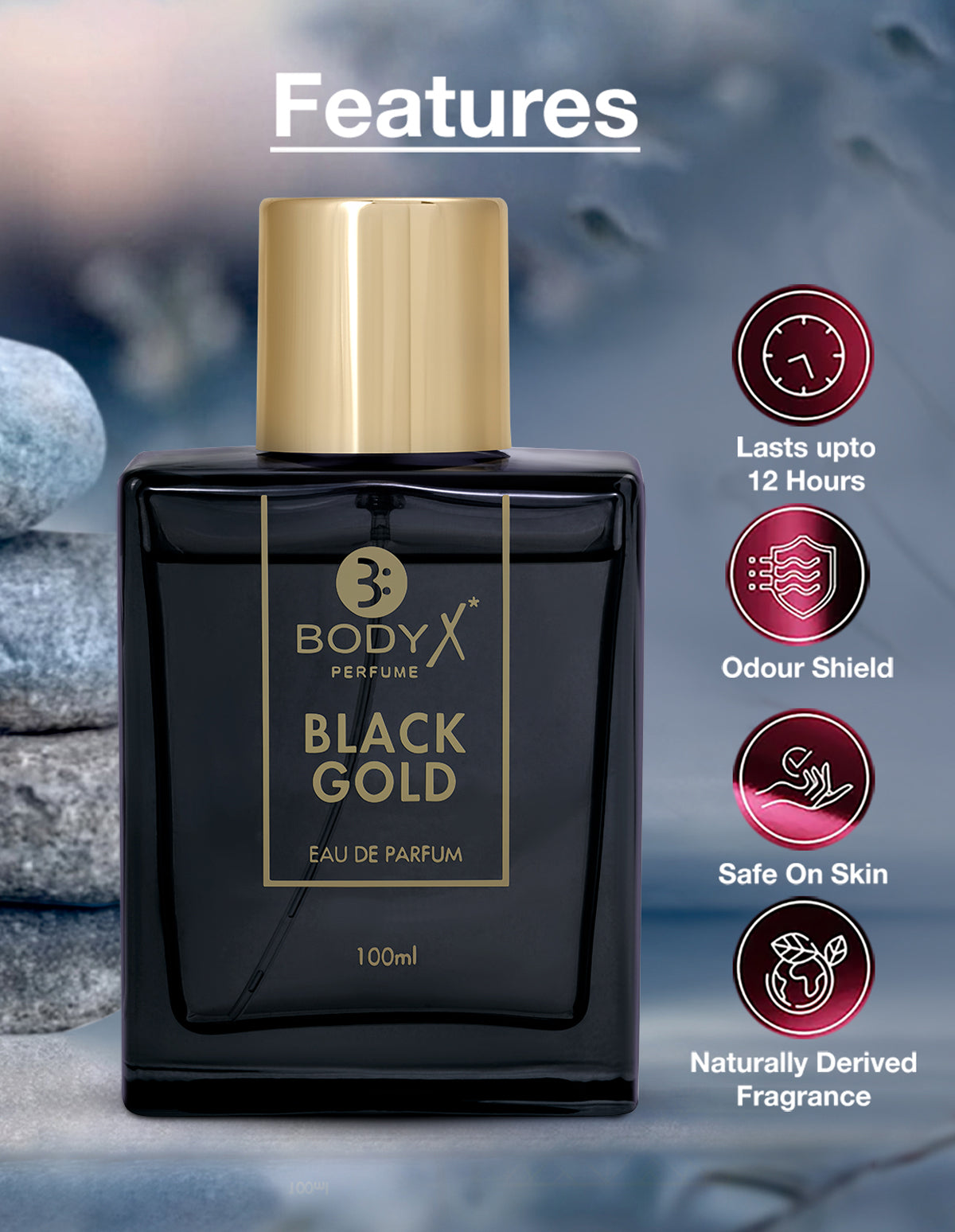 BodyX Black Gold Eau De Parfum for Men (100ml) – Intense, Lasting Scent