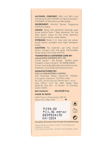 BodyX Coral Eau De Parfum for Women Long-Lasting Feminine Fragrance-25ml