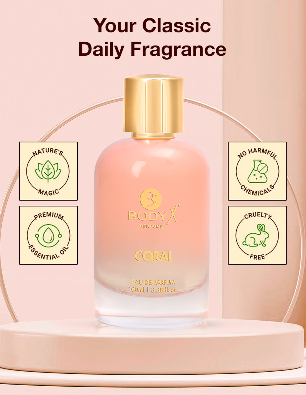 BodyX Coral Eau De Parfum for Women Long-Lasting Feminine Fragrance-100ml