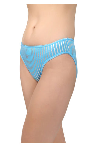 BODYCARE Pack of 3 Bikini Style Cotton Briefs in Assorted colors with Silver stripes-E1404