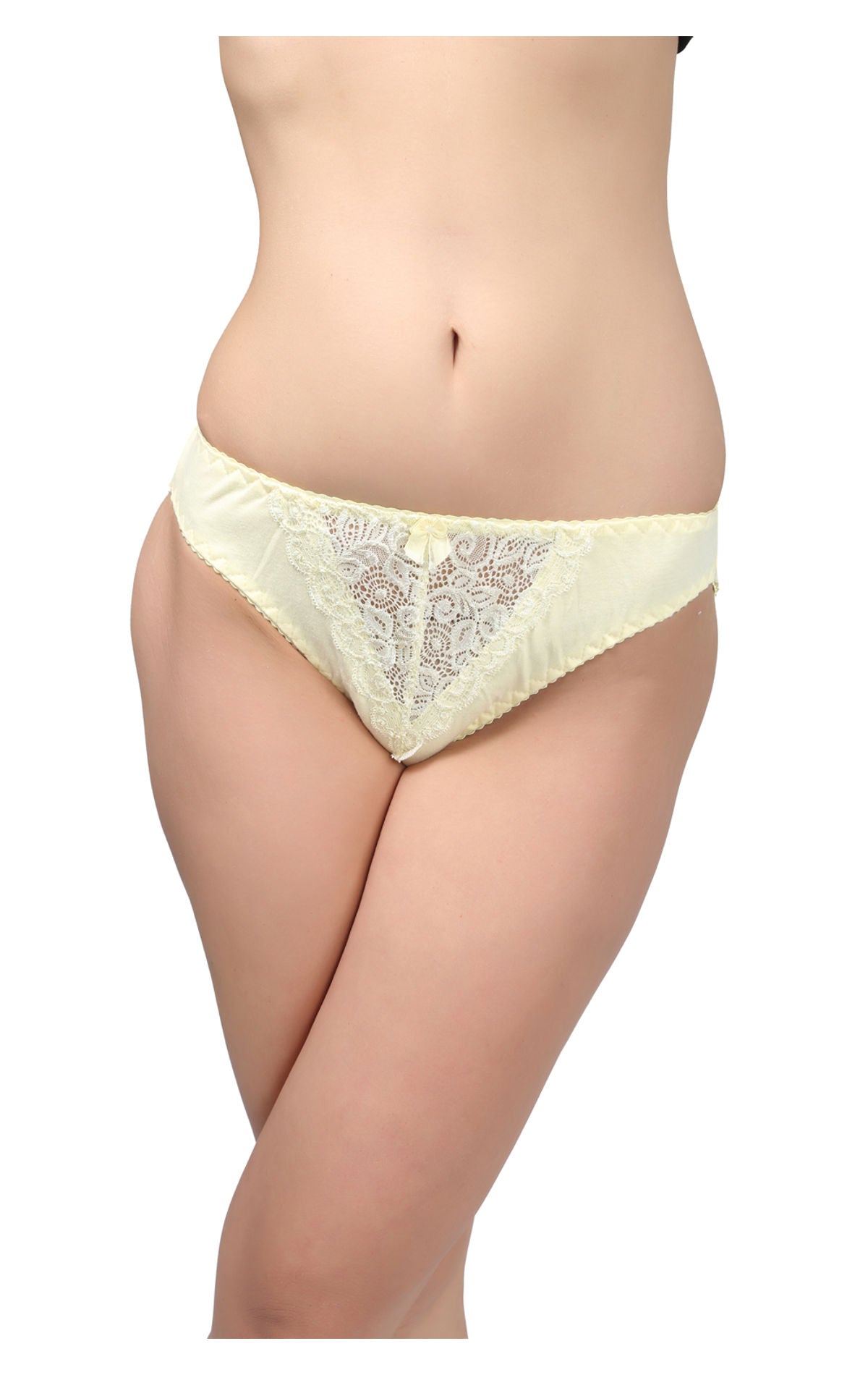 BODYCARE Pack of 3 Bikini Style Cotton Briefs in Assorted colors with Lace Crotch-E1457C