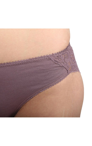 BODYCARE Pack of 3 Bikini Style Cotton Briefs in Assorted colors with Lace detailing-E1474