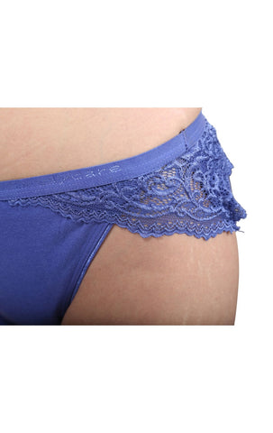 BODYCARE Pack of 3 Bikini Style Cotton Briefs in Assorted colors with Lace detail-E1476