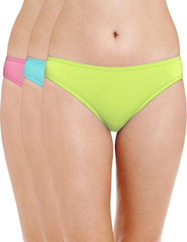 Bodycare Pack of 3 Assorted Cotton Solid Bikini Brief-34C