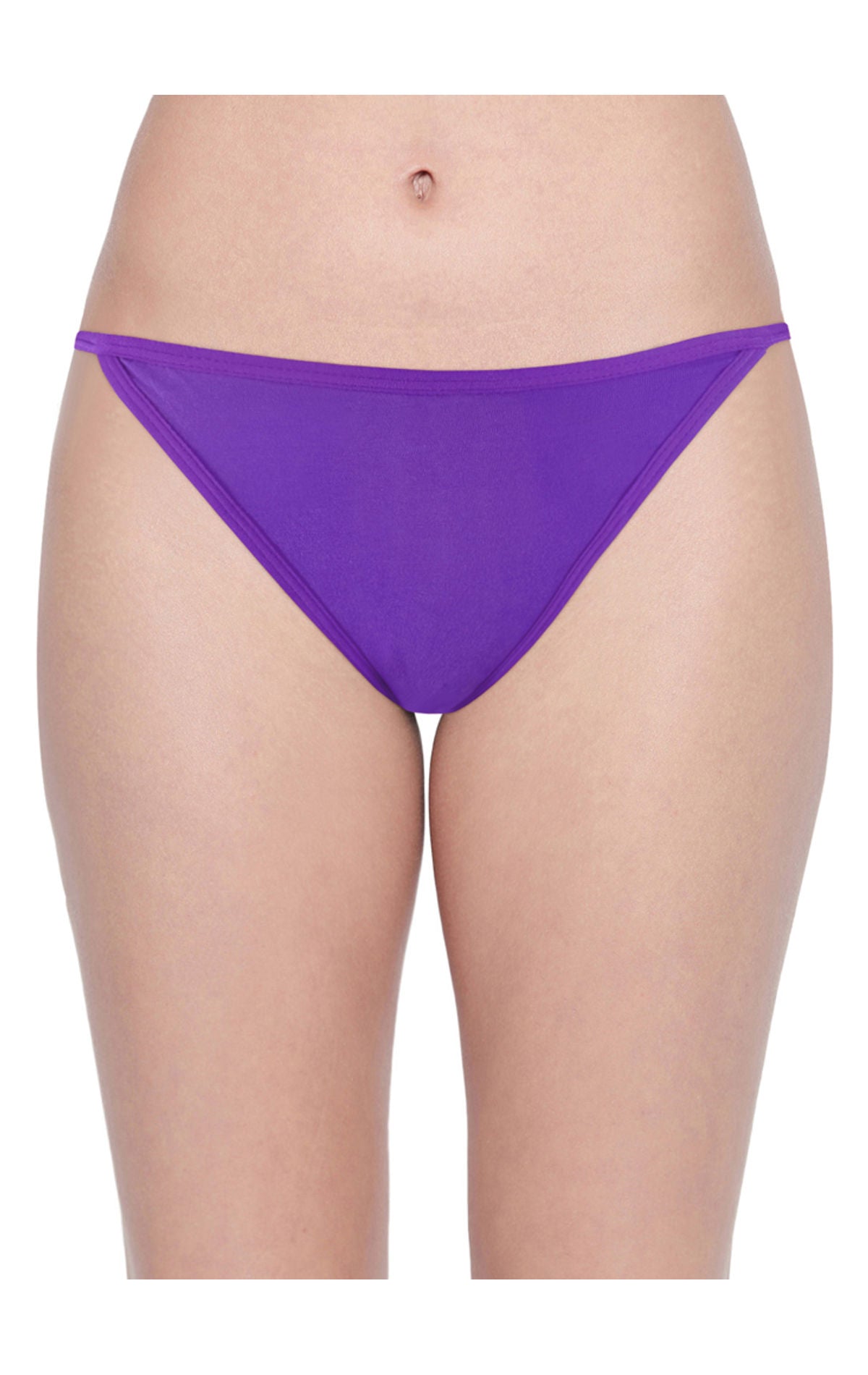 BODYCARE Pack of 3 Bikini Style Cotton spandex Briefs in Assorted colors with V-String band-E36D